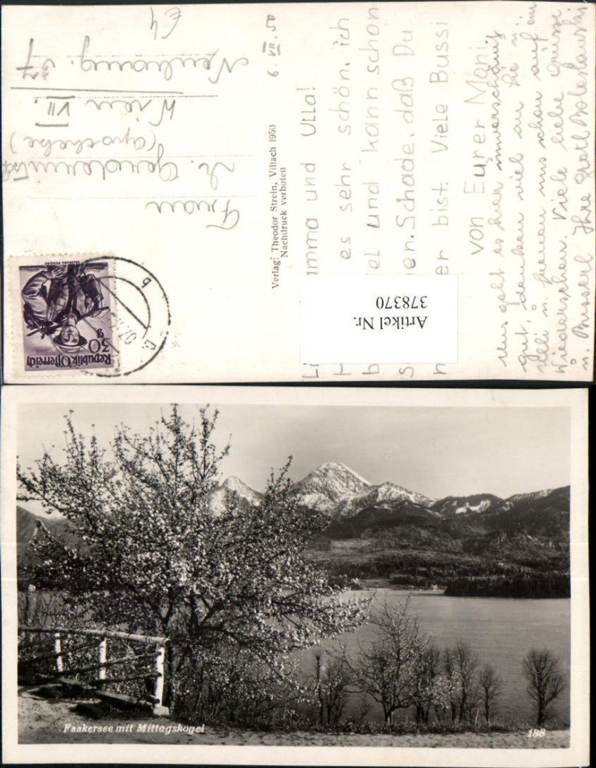 378370,Faakersee See b. Faak m. Mittagskogel Bergkulisse Baumblüte