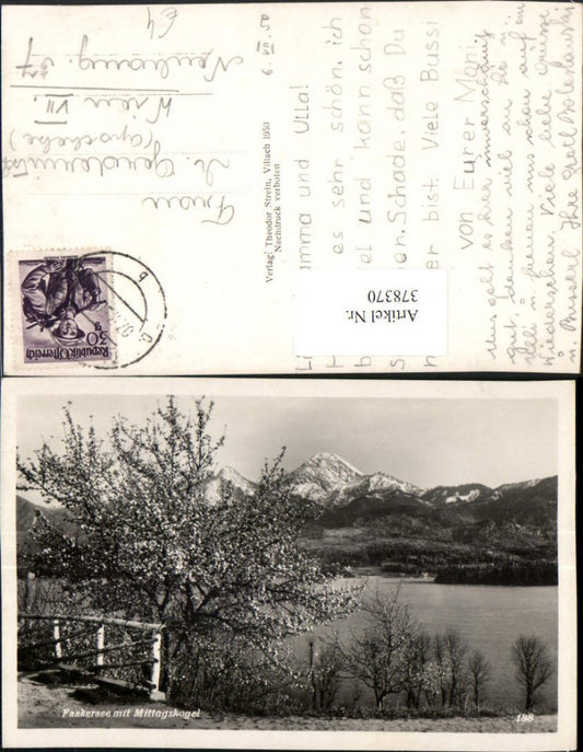 378370,Faakersee See b. Faak m. Mittagskogel Bergkulisse Baumblüte
