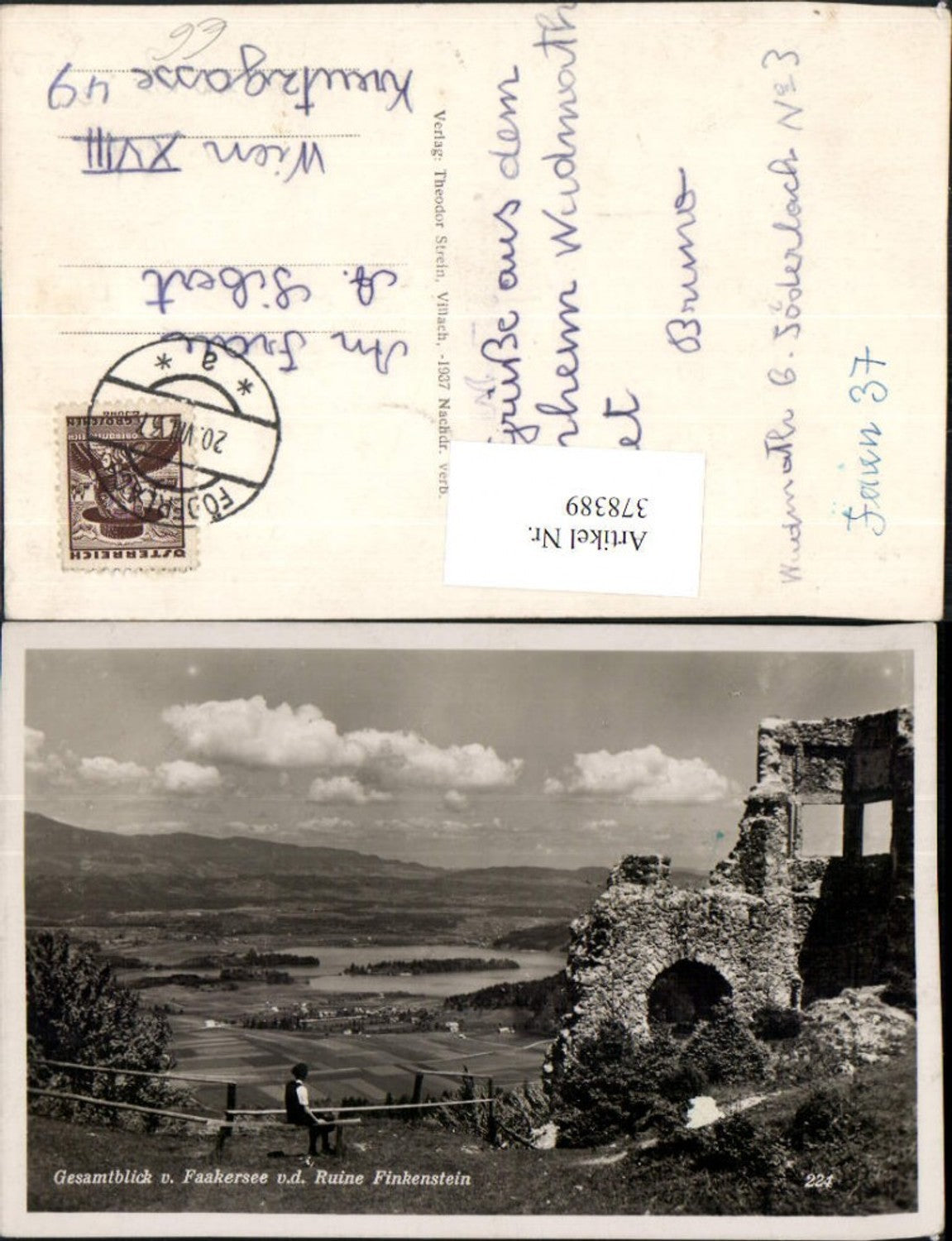 378389,Blick auf den Faakersee See b. Faak von d. Ruine Finkenstein