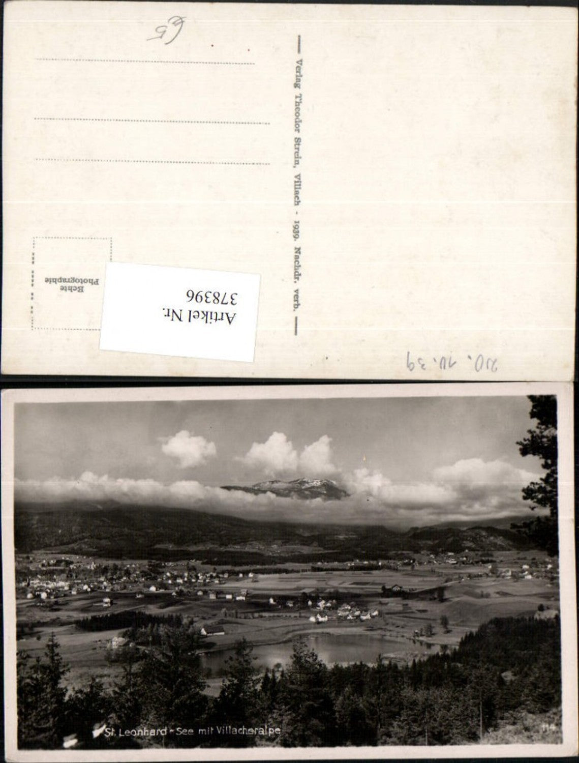 378396,St. Leonhard b. Villach Totale See m. Villacheralpe Bergkulisse
