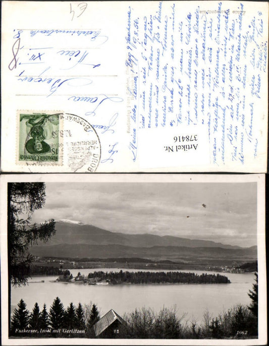 378416,Faakersee See b. Faak Insel m. Gerlitzen Bergkulisse pub Franz Schilcher 1662