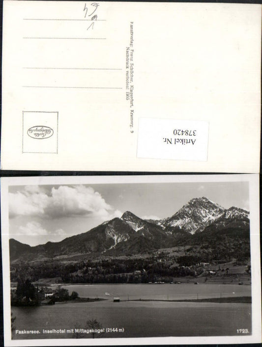 378420,Faakersee See b. Faak Inselhotel m. Mittagskogel Bergkulisse pub Franz Schilcher 1723