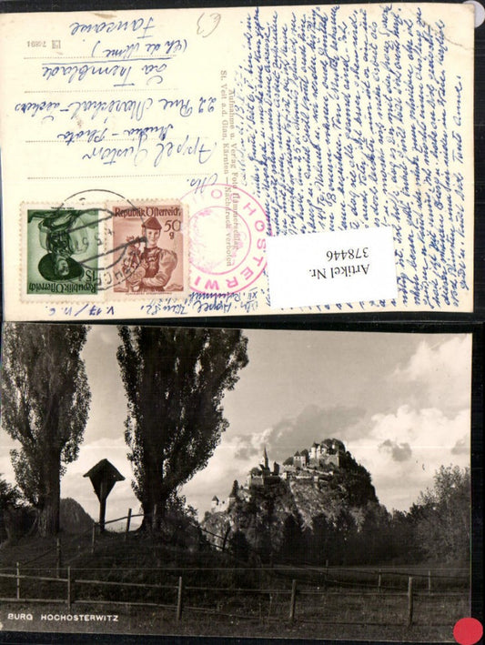 378446,Blick zur Burg Hochosterwitz b. St. Georgen am Längsee Wegkreuz