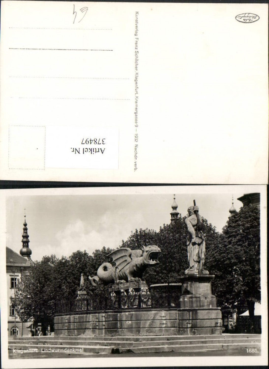 378497,Klagenfurt Lindwurm Denkmal Brunnen pub Franz Schilcher 1685