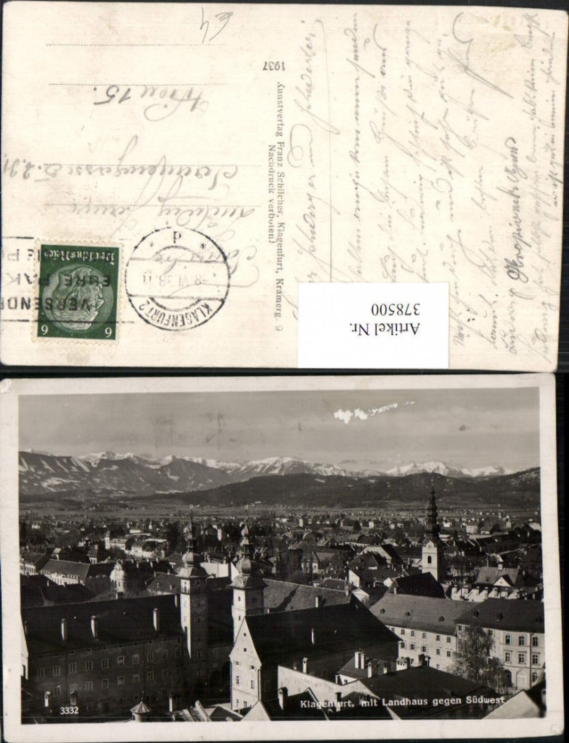 378500,Klagenfurt Teilansicht m. Landhaus geg. Südwest Bergkulisse pub Franz Schilcher 3332