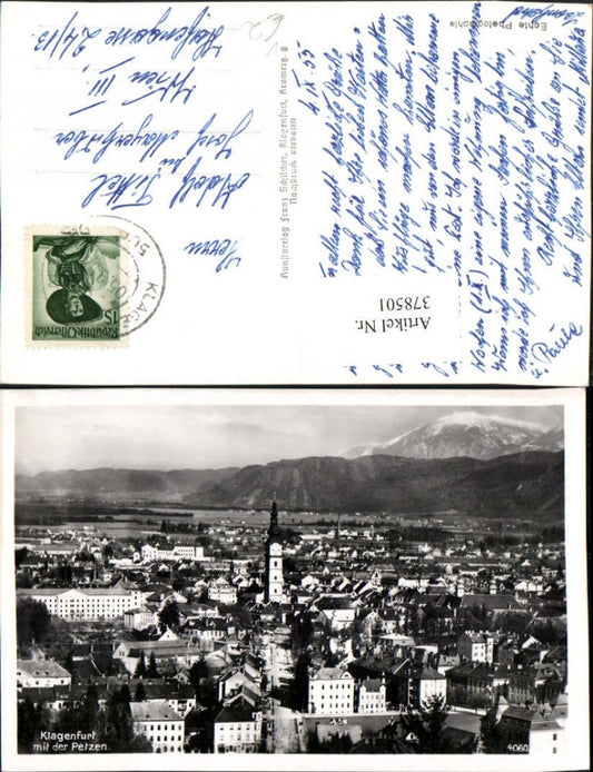 378501,Klagenfurt Teilansicht m. d. Petzen Bergkulisse pub Franz Schilcher 4060