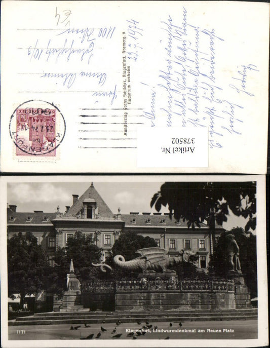 378502,Klagenfurt Lindwurm Denkmal Brunnen pub Franz Schilcher 1171