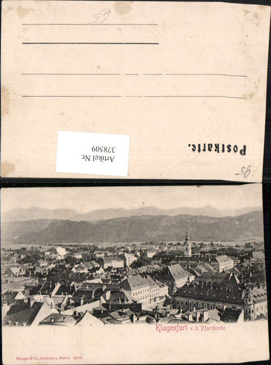 378509,Klagenfurt Teilansicht von d. Pfarrkirche Bergkulisse pub Stengel & Co 5504