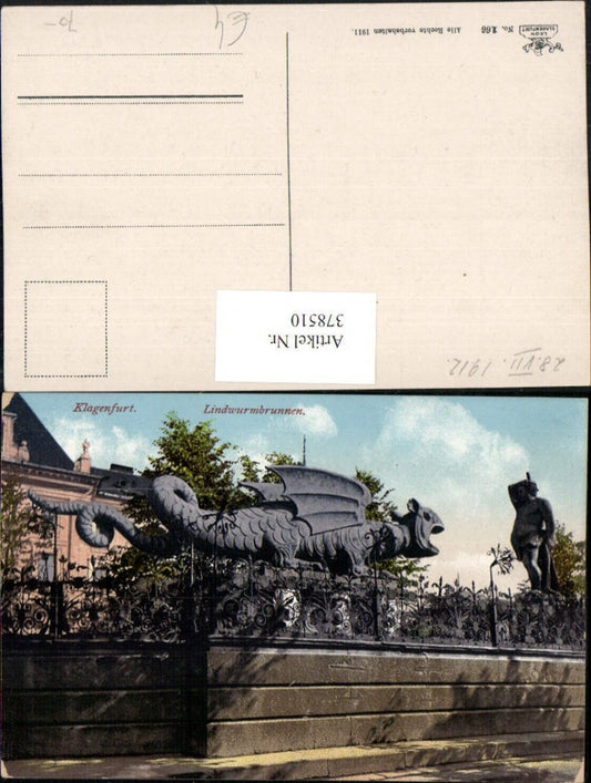 378510,Klagenfurt Lindwurm Denkmal Brunnen