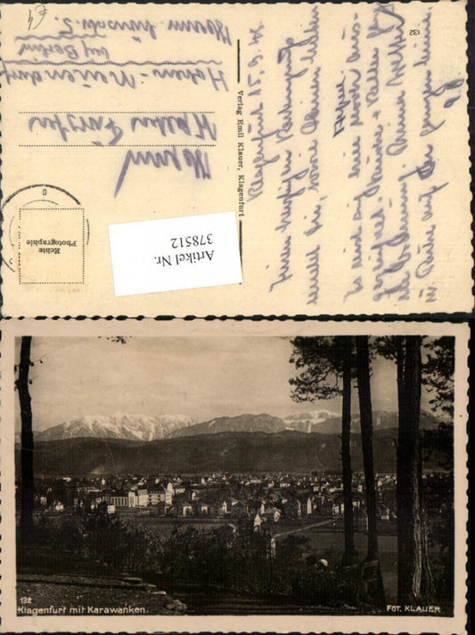 378512,Klagenfurt Teilansicht m. Karawanken Bergkulisse