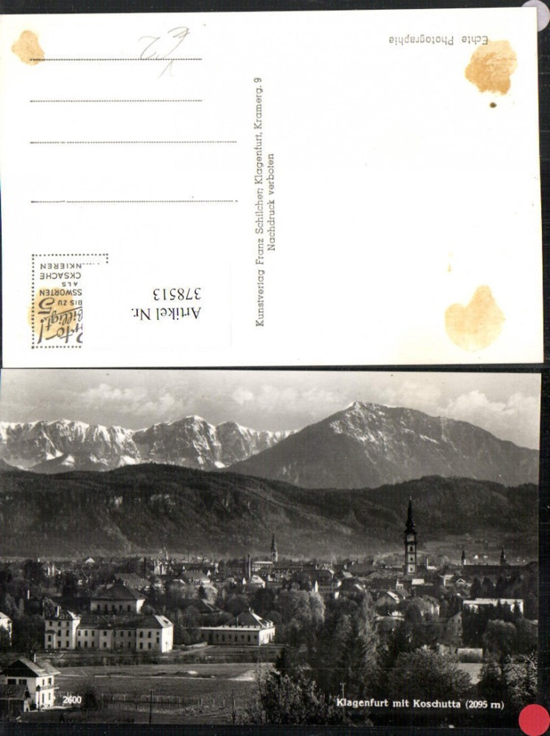 378513,Klagenfurt Totale m. Koschutta Bergkulisse pub Franz Schilcher 2600