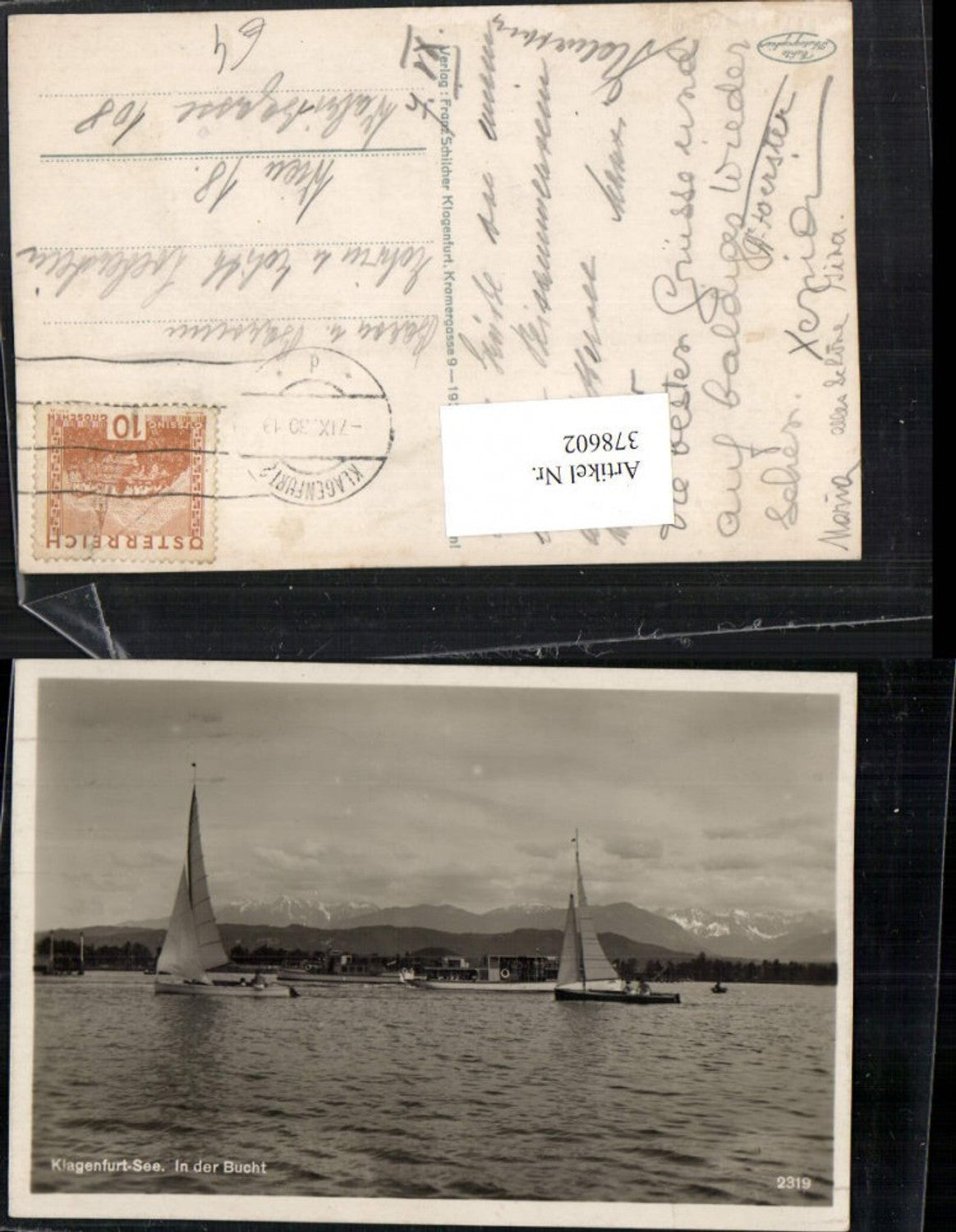 378602,Klagenfurt See Bucht Segelboote Boote Bergkulisse pub Franz Schilcher 2319