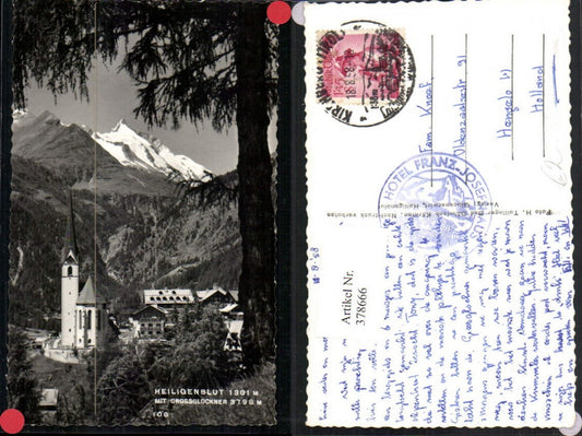 378666,Heiligenblut Teilansicht Kirche m. Großglockner Bergkulisse