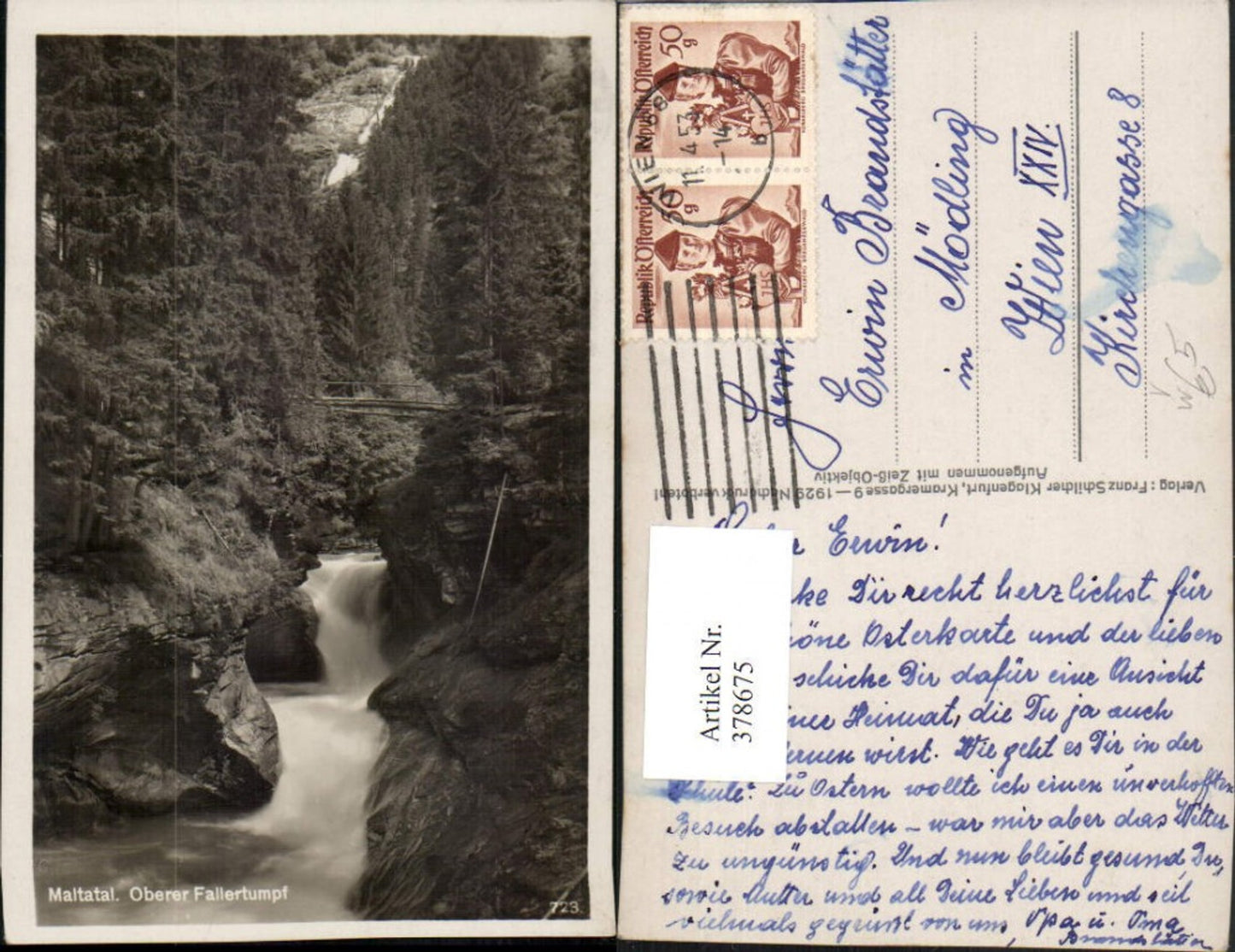 378675,Maltatal b. Malta in Kärnten Oberer Fallertumpf Wasserfall pub Franz Schilcher 723