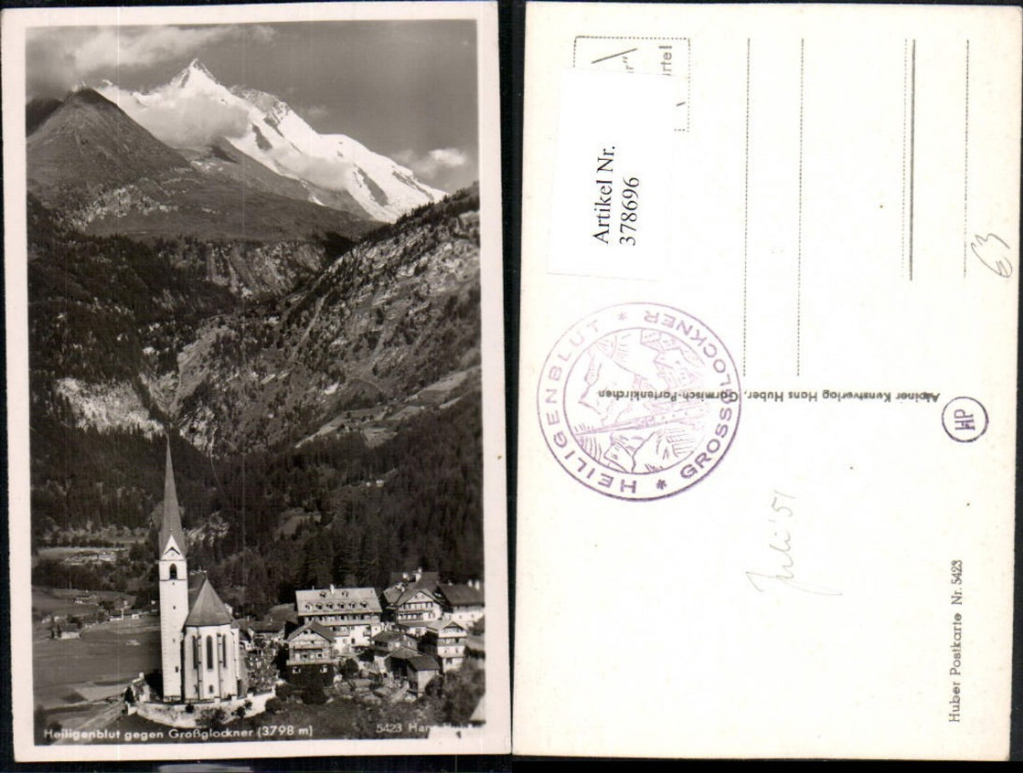 378696,Heiligenblut Teilansicht Kirche geg. Großglockner Bergkulisse