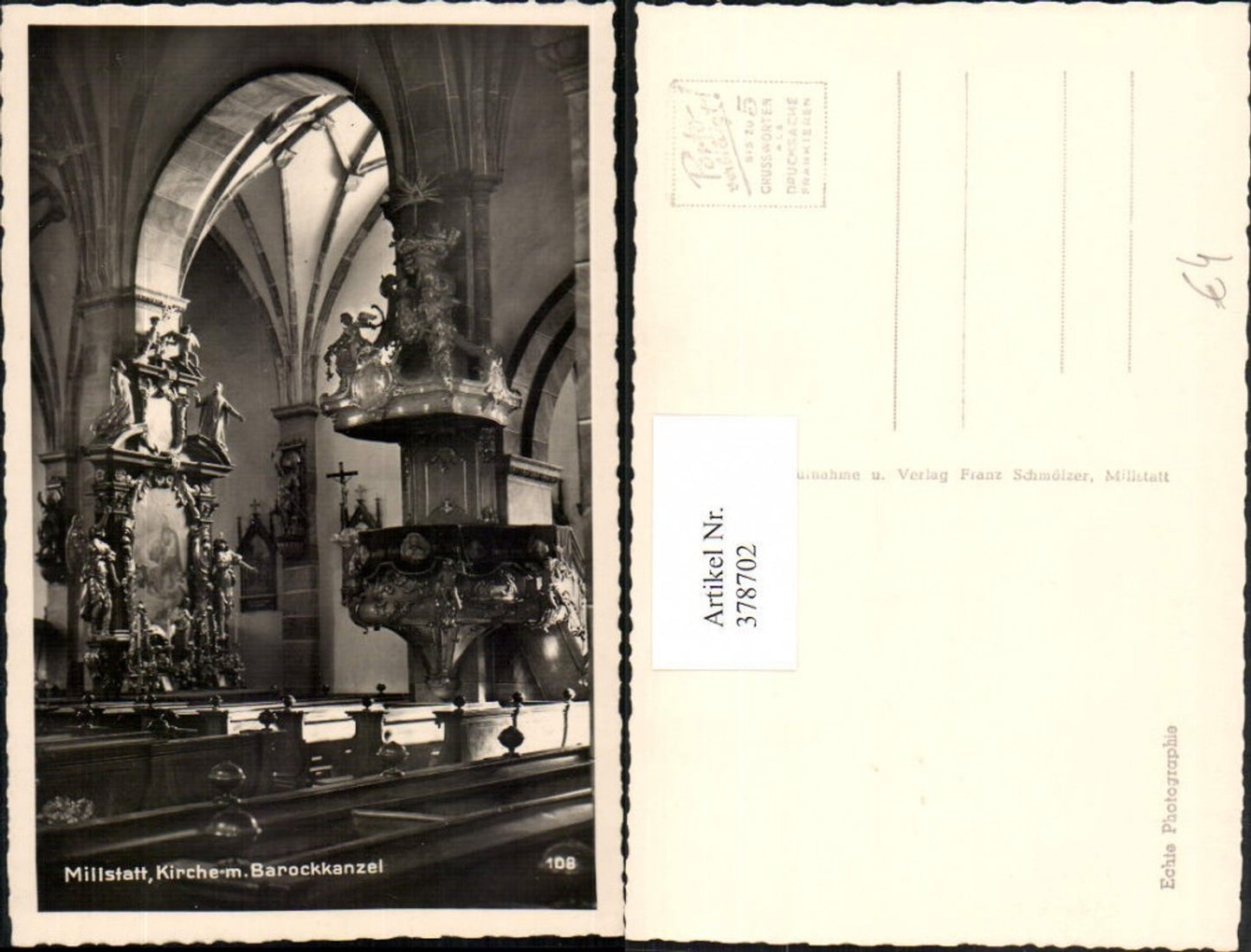378702,Millstatt am See Kirche Innenansicht Barockkanzel Kanzel