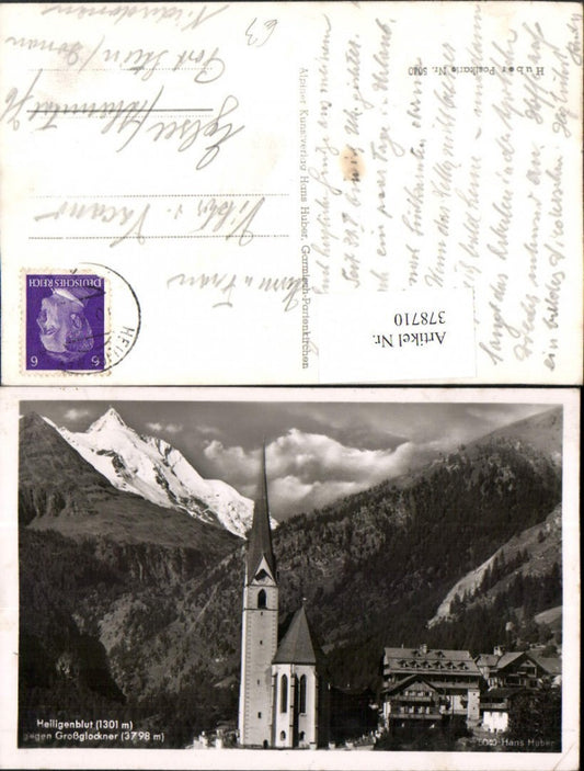 378710,Heiligenblut Kirche geg. Großglockner Bergkulisse pub Hans Huber 5040