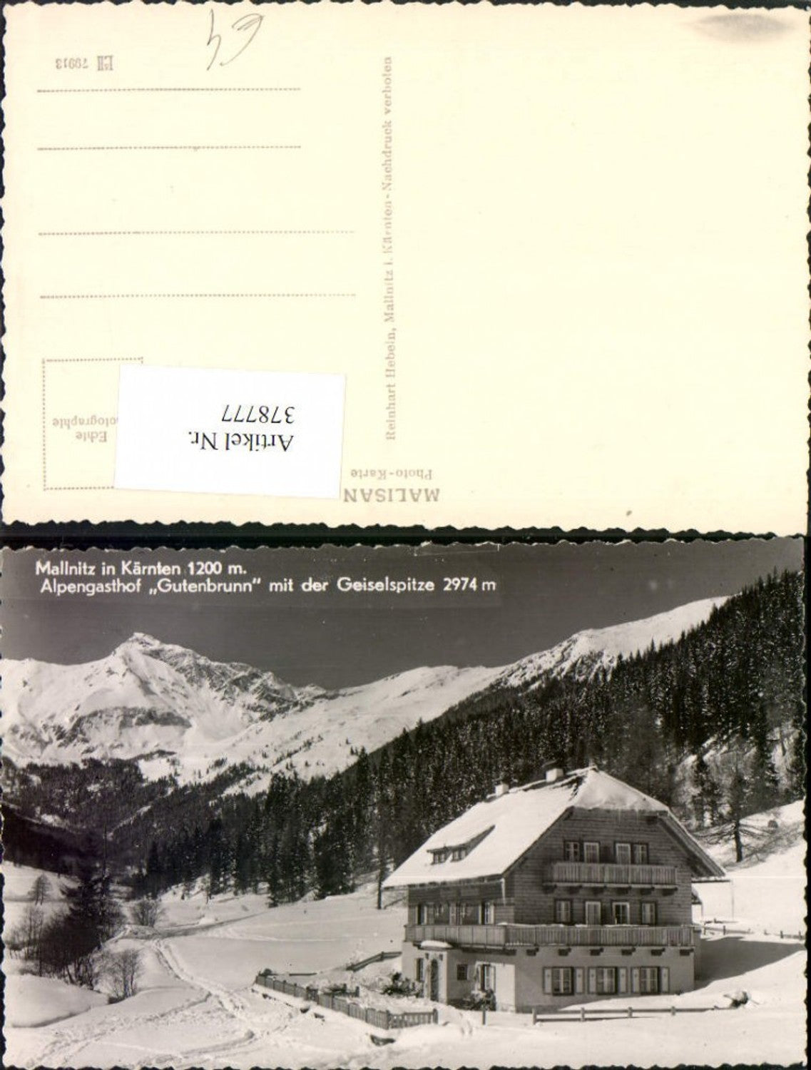 378777,Mallnitz Alpengasthof Gutenbrunn m. Geiselspitze Bergkulisse Winterbild