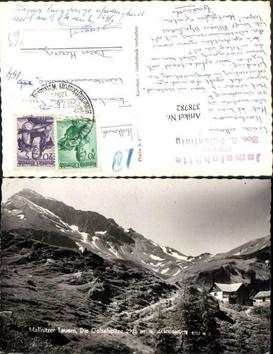 378782,Mallnitzer Tauern Jamnighütte Berghütte b. Mallnitz m. Geiselspitze Bergkulisse