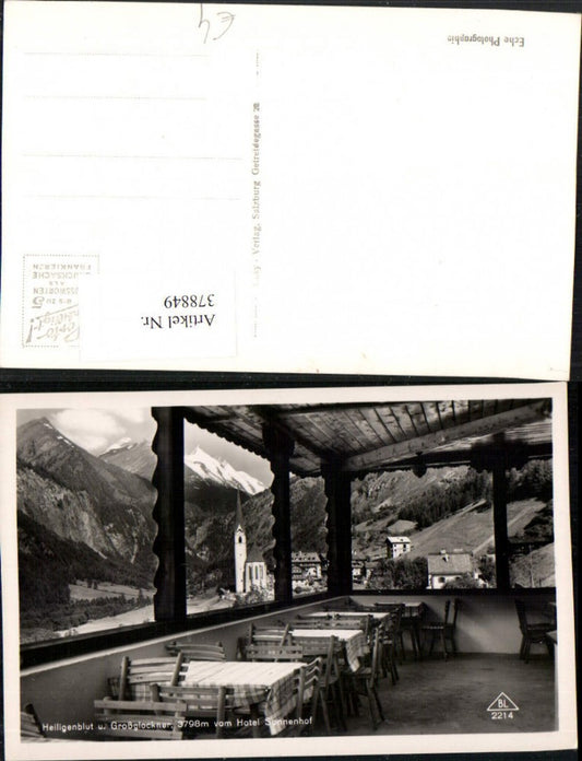 378849,Heiligenblut Totale vom Hotel Sonnenhof m. Großglockner Bergkulisse