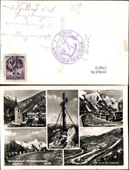 378872,Heiligenblut Totale Großglockner Gipfelkreuz Bergkulisse Mehrbildkarte