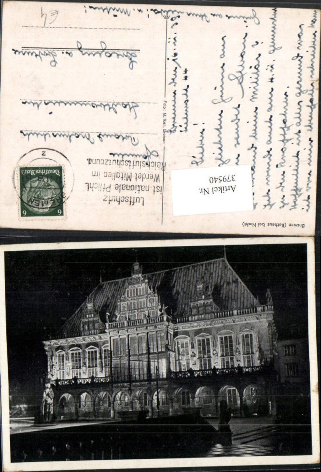 379540,Bremen Rathaus b. Nacht Gebäude Arkaden