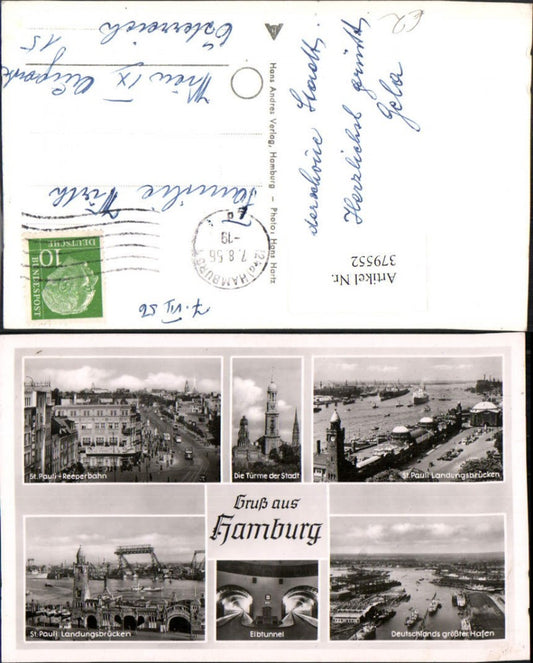 379552,Hamburg Hafen Elbtunnel St. Pauli Landungsbrücken Reeperbahn Mehrbildkarte
