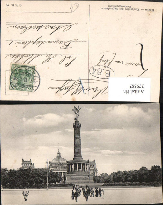 379583,Berlin Königsplatz m. Siegessäule Säule u. Reichstagsgebäude