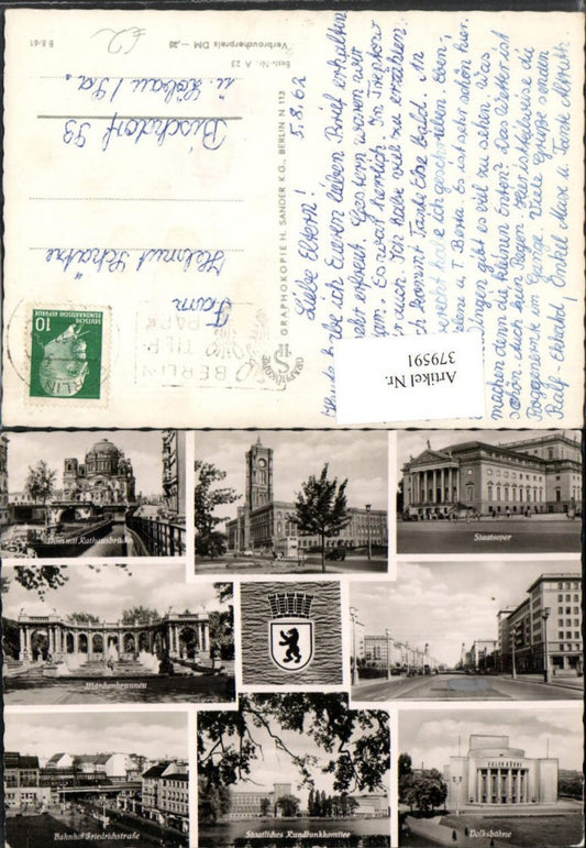 379591,Berlin Rathaus Staatsoper Dom Märchenbrunnen Bahnhof Volksbühne Mehrbildkarte