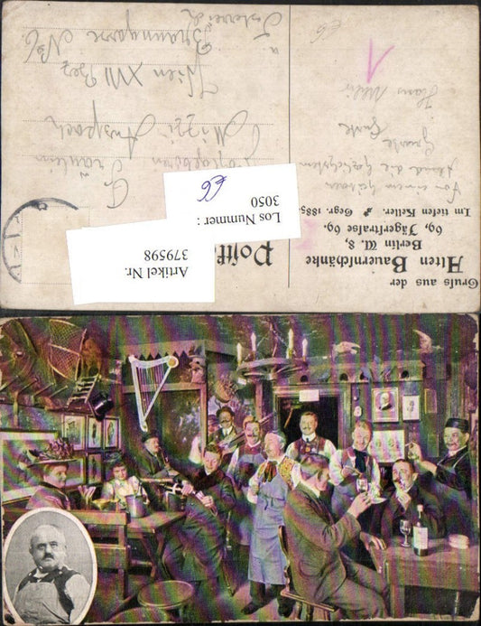 379598,Künstler AK Berlin Alte Bauernschänke Keller Innenansicht Portrait