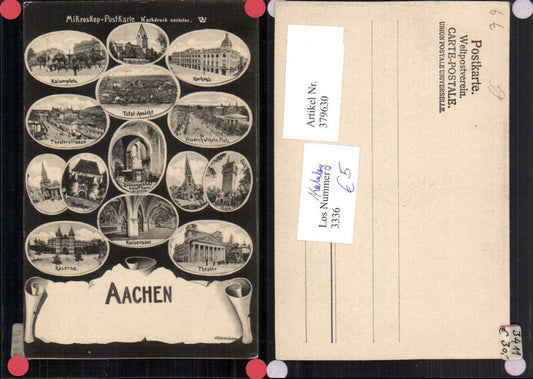 379630,Aachen Totale Theater Kaserne Mehrbildkarte Mikroskop Postkarte