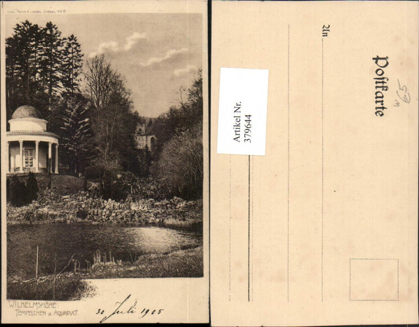 379644,Kassel Wilhelmshöhe Tempelchen Tempel u. Aquaduct Aquädukt