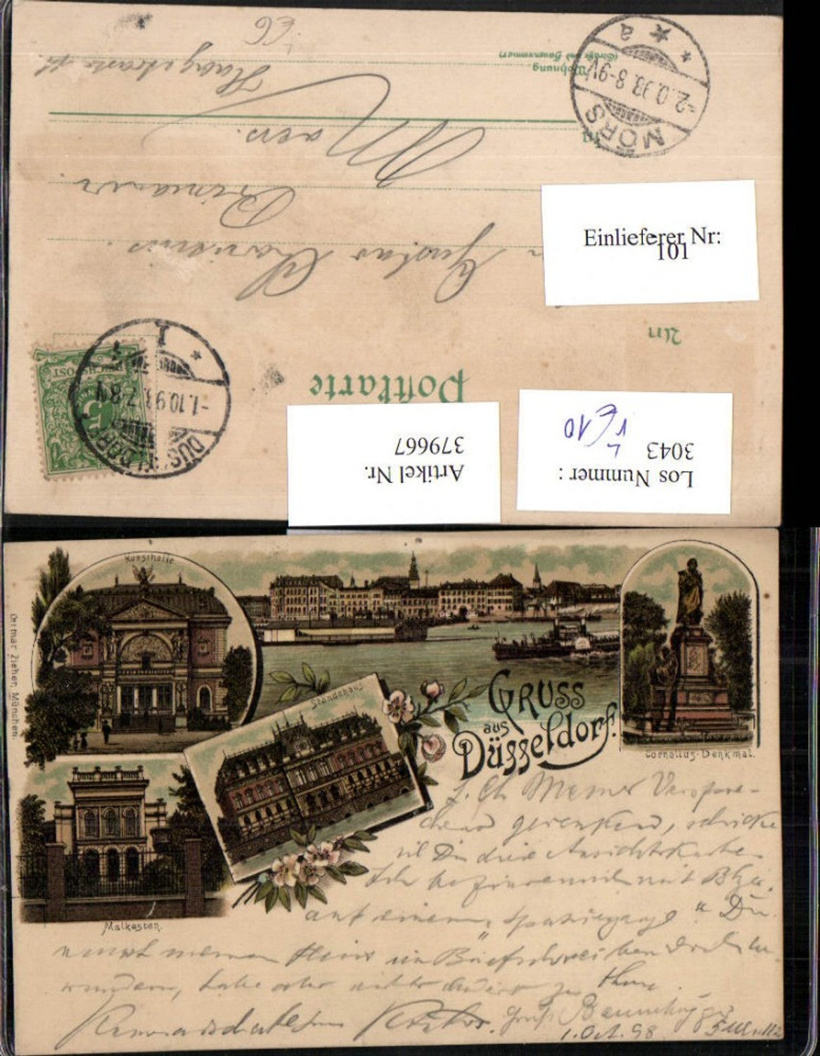 379667,Litho Gruß aus Düsseldorf Kunsthalle Malkasten Ständehaus pub Ottmar Zieher