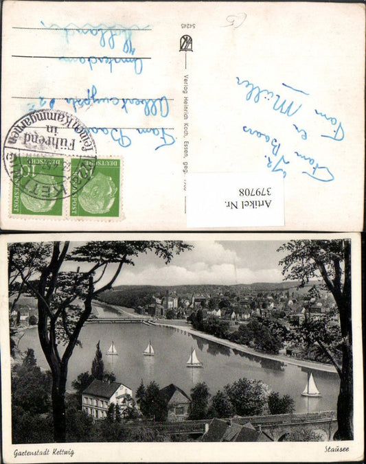 379708,Essen Kettwig Teilansicht m. Stausee Segelboote