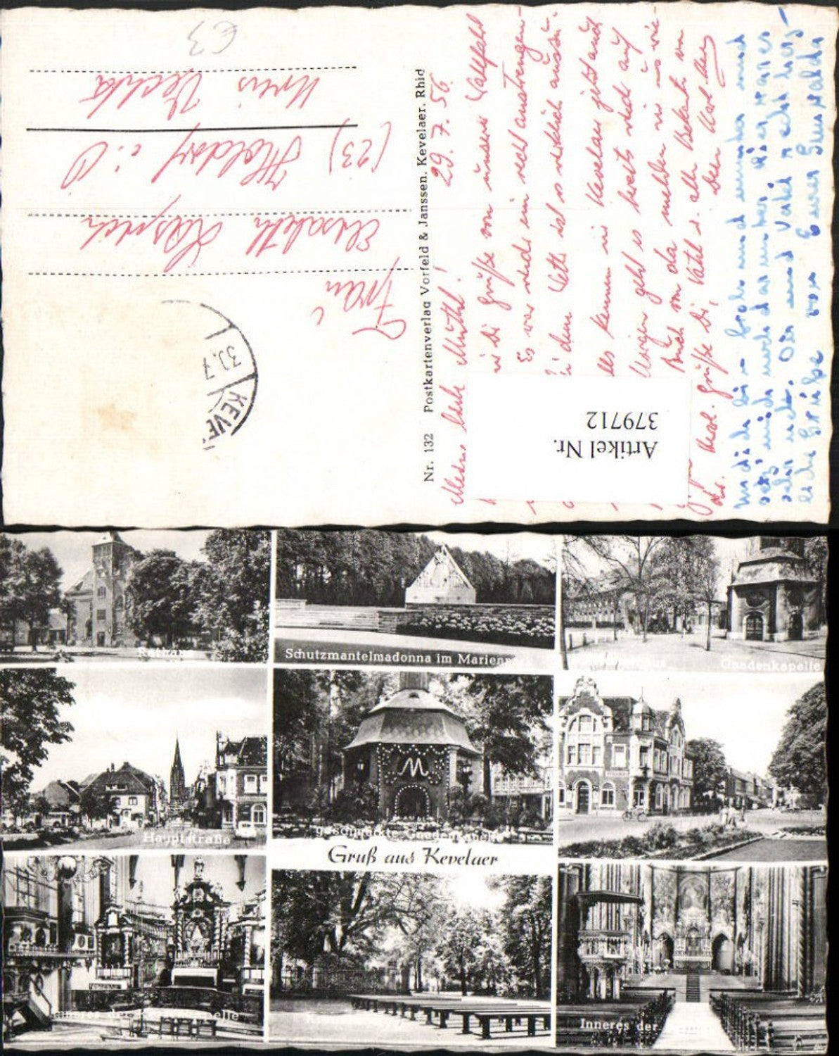 379712,Gruß aus Kevelaer Rathaus Kirche Gnadenkapelle Mehrbildkarte