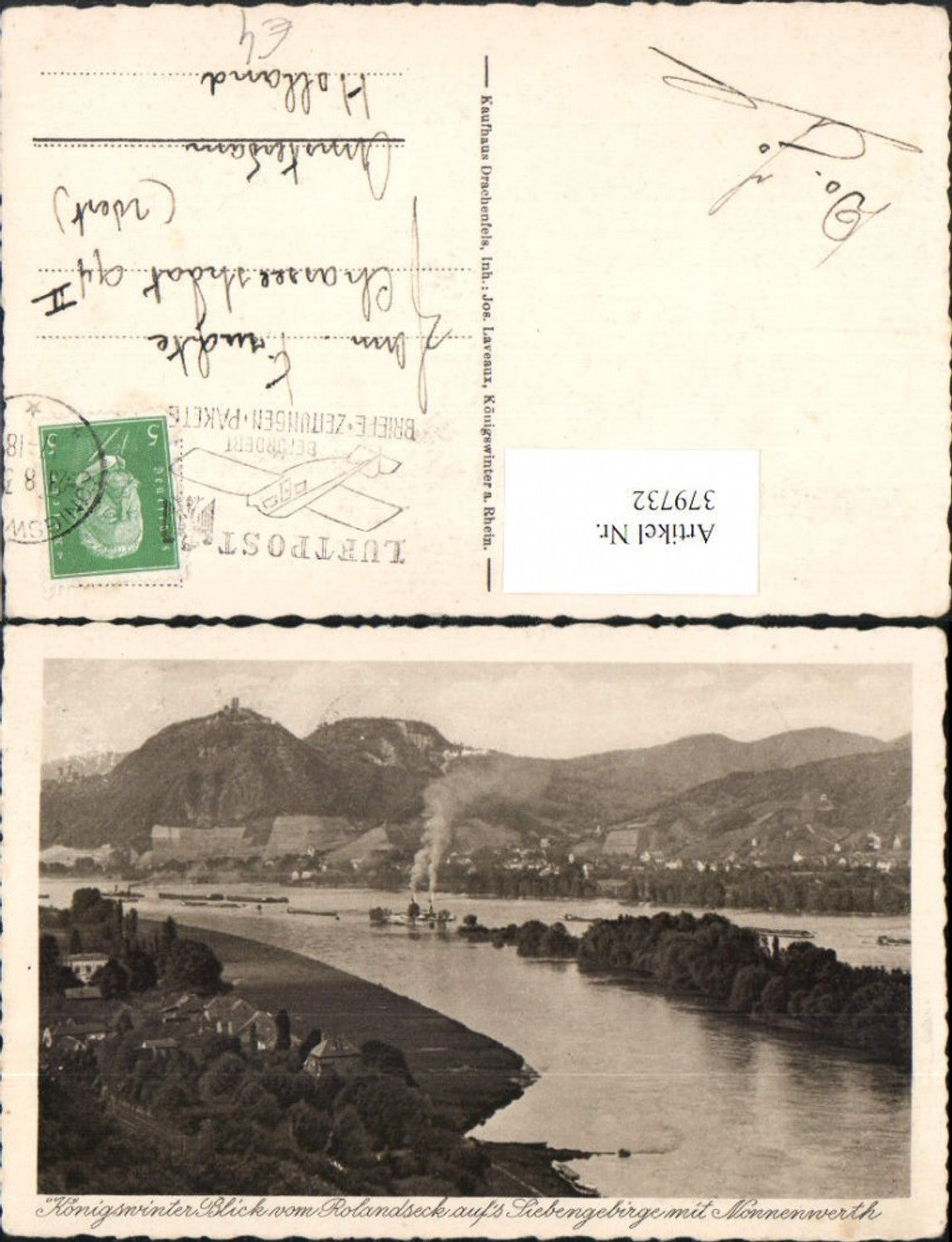 379732,Königswinter Teilansicht vom Rolandseck m. Nonnenwerth