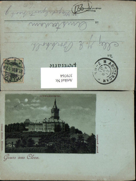 379764,Mond Litho Gruß aus Cleve Kleve Schwanenburg pub Ottmar Zieher