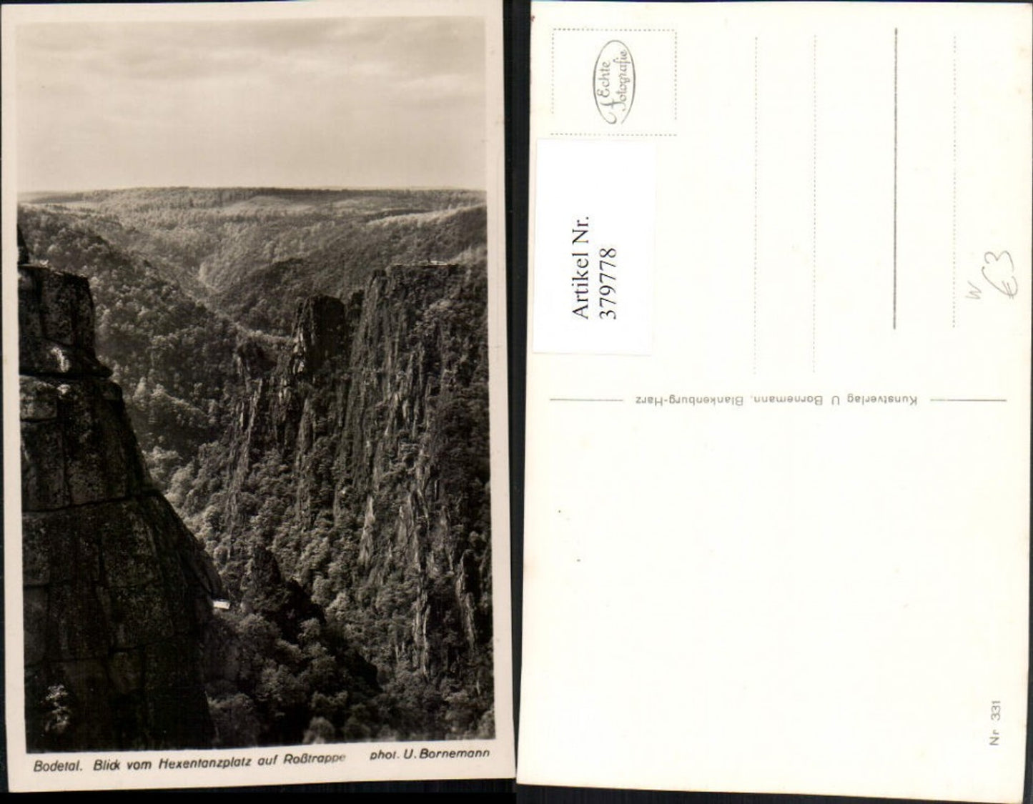 379778,Bodetal Blick vom Hexentanzplatz auf Roßtrappe b. Thale