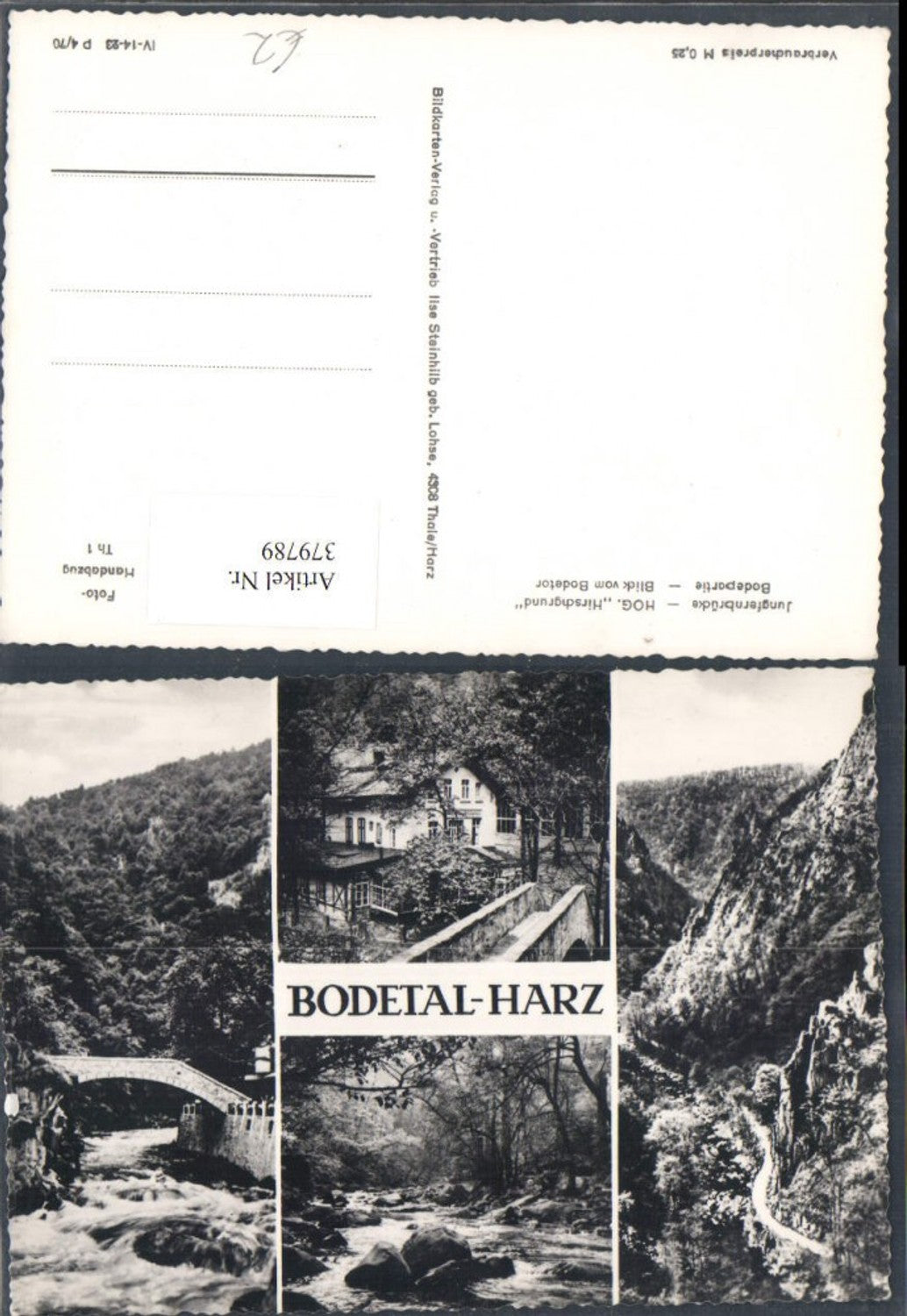 379789,Bodetal im Harz b. Thale Jungfernbrücke Gasthaus Hirschgrund Mehrbildkarte