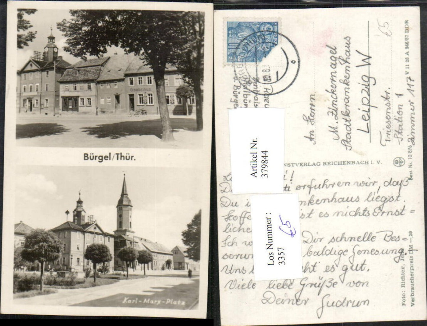 379844,Bürgel in Thüringen Gambrinus Karl-Marx-Platz Mehrbildkarte