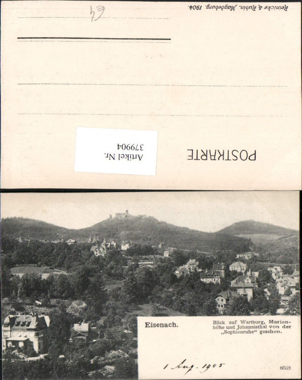 379904, Eisenach partial view with Wartburg, Marienhöhe and Johannisthal