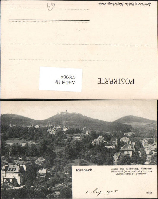 379904, Eisenach partial view with Wartburg, Marienhöhe and Johannisthal