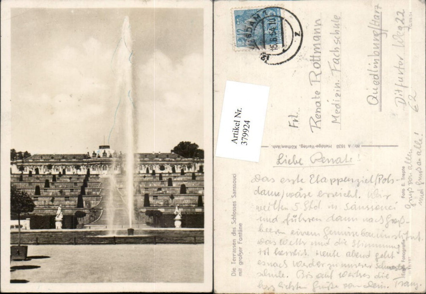 379924,Potsdam Schloss Sanssouci Terrassen m. Großer Fontäne