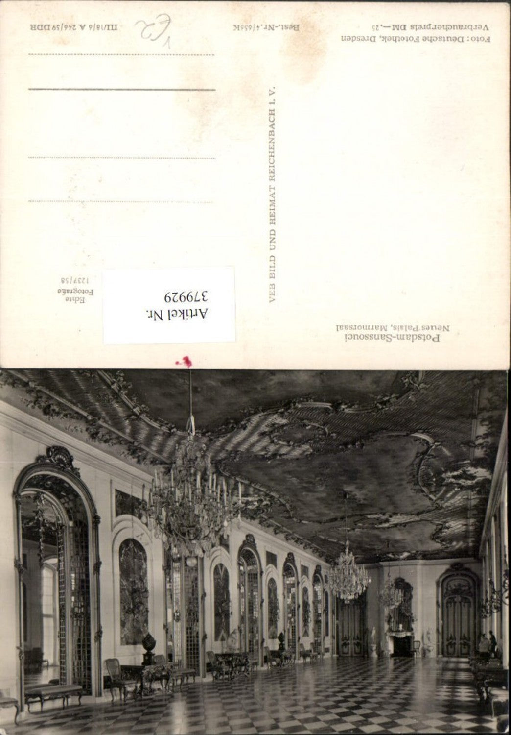 379929,Potsdam Sanssouci Neues Palais Marmorsaal Innenansicht pub VEB