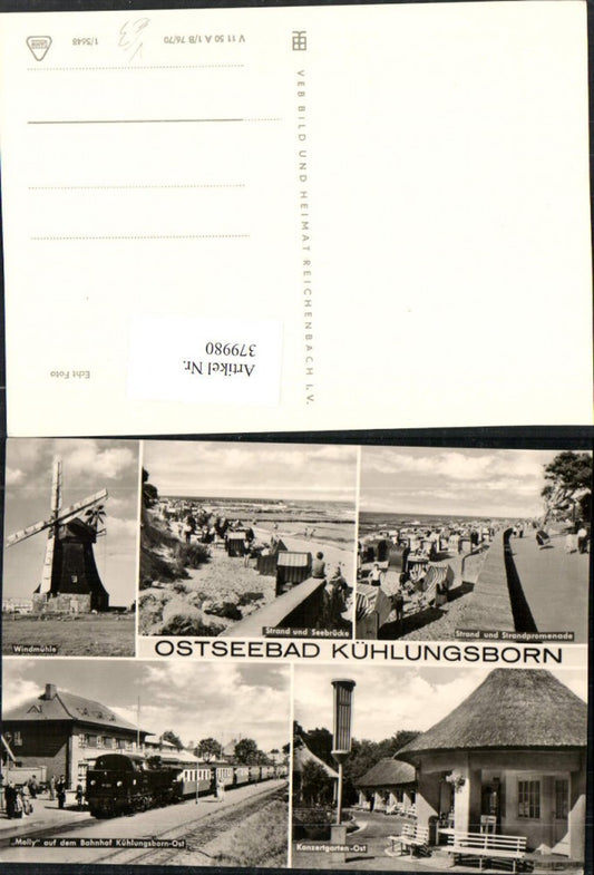379980,Ostseebad Kühlungsborn Strand Strandleben Windmühle Bahnhof Zug Mehrbildkarte pub VEB