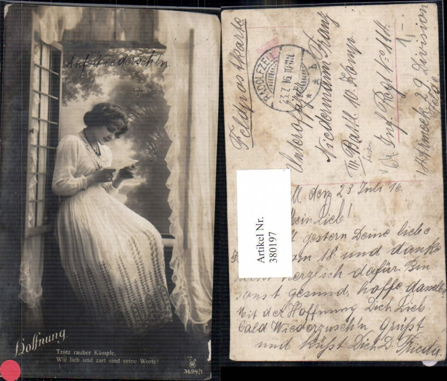 380197,Lesen Frau liest Brief a. Fenster Hoffnung Text pub RPH 3694/1