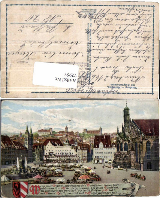 72957,Nürnberg Marktplatz Burgpanorama 1915