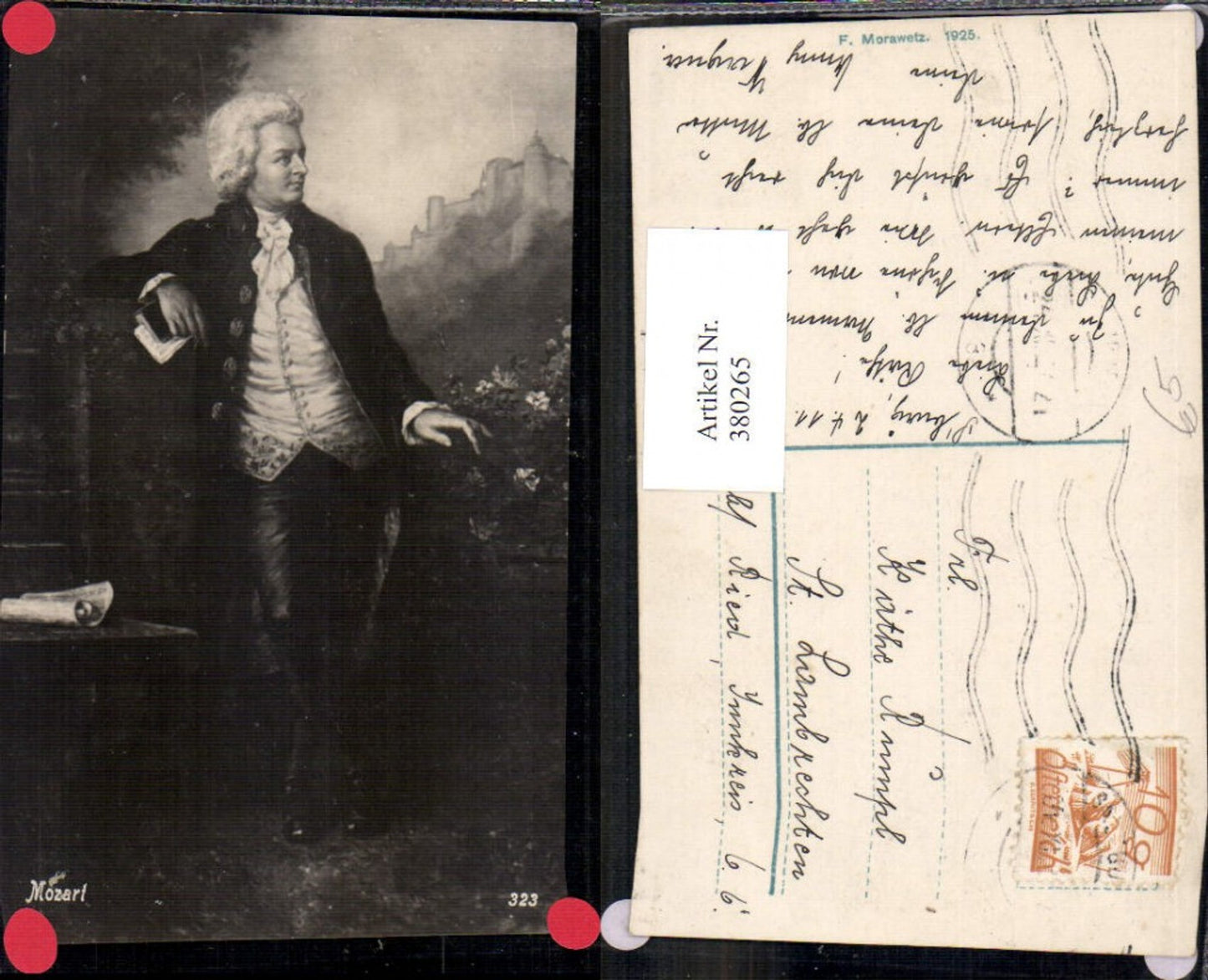 380265,Künstler Ak Mozart Burg Festung i. Hintergrund Komponist