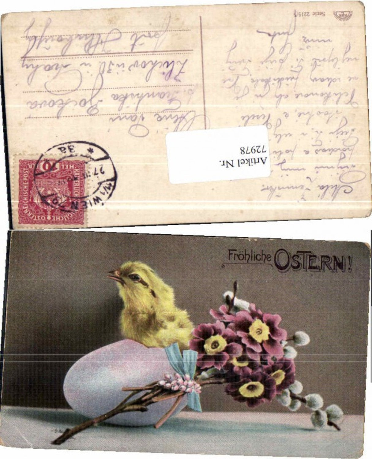 72978,Ostern Küken Osterei Blumen Palmkätzchen