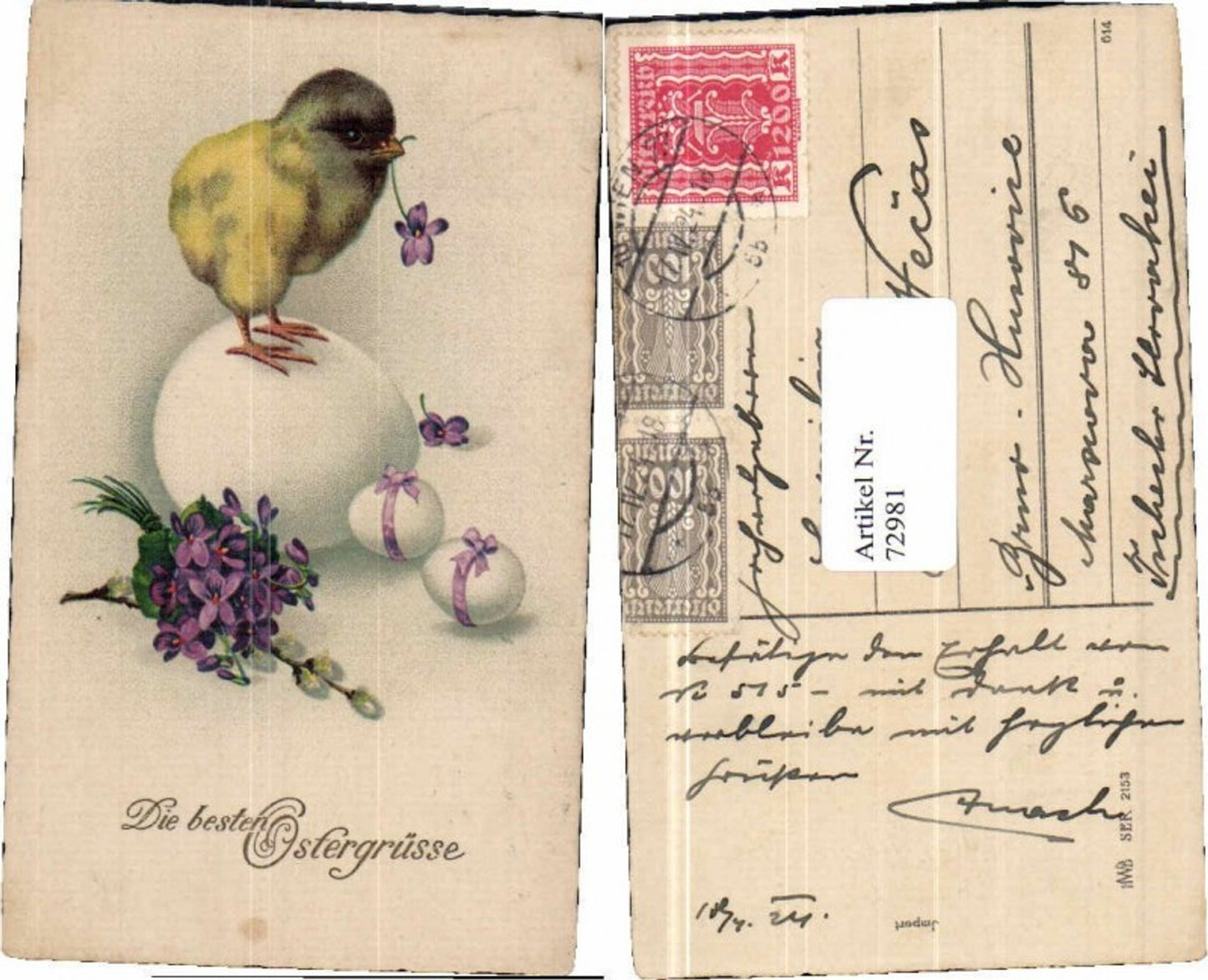 72981,Ostern Süsses Küken Osterei Blumen Jugendstil